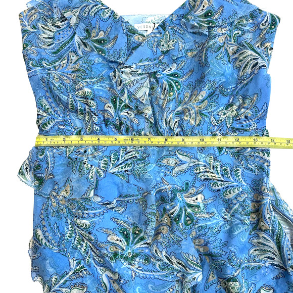 VERONICA BEARD Avenel Silk Ruffle Dress in Blue Sz 0 - Picture 14 of 15